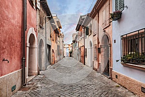 Rimini, Emilia Romagna, Italy. Picturesque street in the ancient San Giuliano district