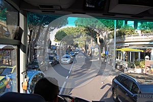 Rimini, Italy, view from the window of a tourist bus.