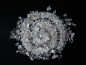 Rimmed beads of rock crystal