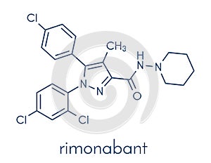 Rimonabant obesity drug molecule withdrawn. Skeletal formula.