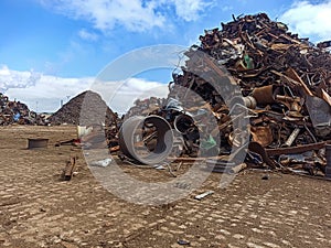 Rims and scrap metal for shipment to ship for recycling