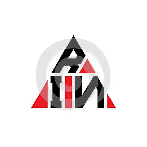 RIN triangle letter logo design with triangle shape. RIN triangle logo design monogram. RIN triangle vector logo template with red photo
