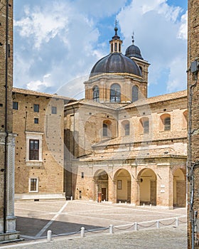 Rinascimento square in Urbino, city and World Heritage Site in the Marche region of Italy.