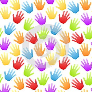 Seamless Rainbow Hands Pattern photo