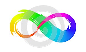 Rinbow infinity symbol with colorful gradient hand painted with ink brush photo