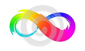 Rinbow infinity symbol with colorful gradient hand painted with ink brush photo