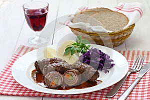 Rinderrouladen, german beef roll