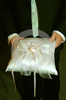 Ring Bearer holds Pillow at Wedding