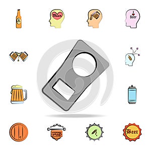 ring for a beer can colored sketch style icon. Detailed set of color beer in hand drawn style icons. Premium graphic design. One