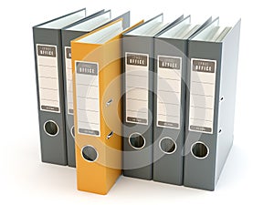 Ring binders full with office documents, 3d Illustration