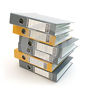 Ring binders full with office documents, 3d Illustration