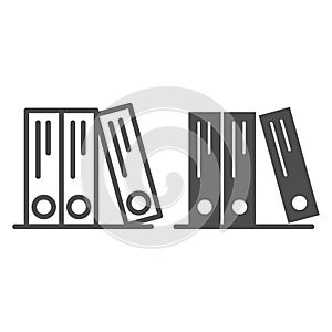 Ring binders line and glyph icon. Office folders vector illustration isolated on white. Archive outline style design