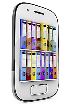 Ring binders in smartphone, 3d render