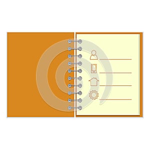 Ring-bound notebook with personal information