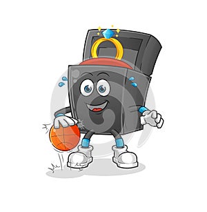 Ring box dribble basketball character. cartoon mascot vector