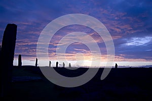 Ring of Brodgar, Orkneys dramatic cloudy sky, Scotland photo