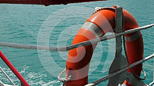 Ring buoy red color on ferry ship