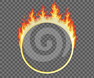 Ring with burning flames. Vector template for copy space