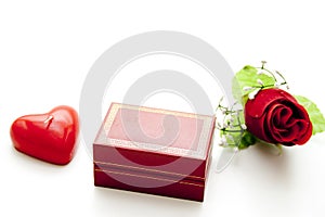 Ring casket with heart candle