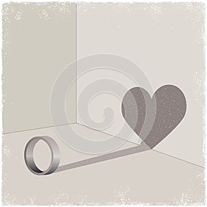 Ring cating shadow of heart shape