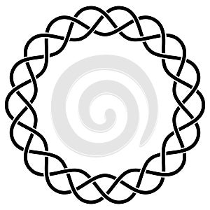 Ring with Celtic knot in black on. Isolated background.