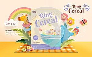 Ring cereal box display background