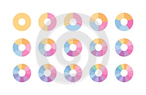 Ring colored segments template. Circular structure chart divided into multicolor segments. Pie diagram. Circle graph