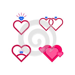 RING COUPLE HEART LOVE ILLUSTRATION CLIP ART ICON SET BUNDLE