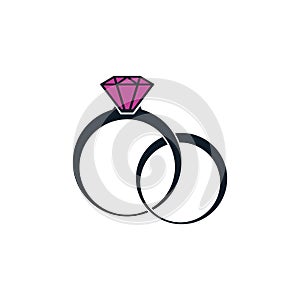 Ring diamond icon logo design template