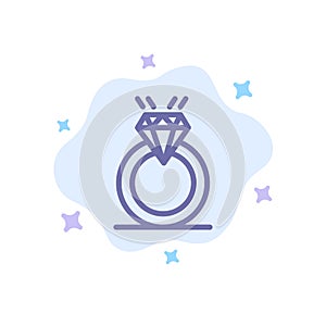 Ring, Diamond, Proposal, Marriage, Love Blue Icon on Abstract Cloud Background