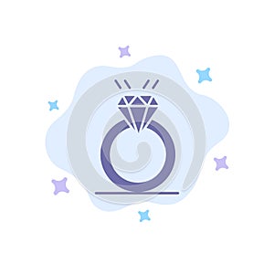 Ring, Diamond, Proposal, Marriage, Love Blue Icon on Abstract Cloud Background