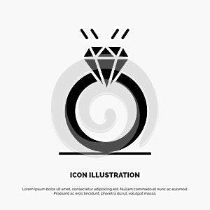 Ring, Diamond, Proposal, Marriage, Love solid Glyph Icon vector