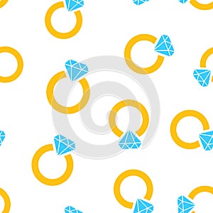 Ring with diamond seamless pattern background. Business concept
