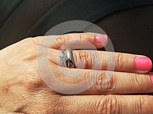 Ring with diamond and wedding ring