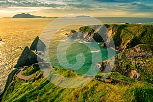 Ring of Dingle Peninsula Kerry Ireland Dunquin Pier Harbor Rock Stone Cliff Landscape Seascape photo