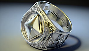 Ring with Ethereum symbol Generative AI