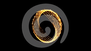 Ring of fire with illuminating light and black background, 3D render