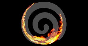 Ring of flame fire in black background, dangerous flame