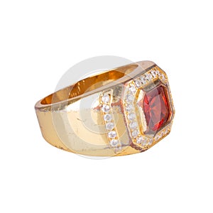 ring gold diamond red isolated on white background