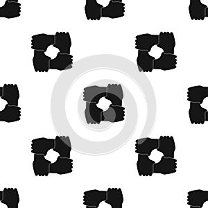 Ring of hands icon in black style isolated on white background. Charity and donation symbol stock vector illustration.