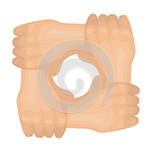 Ring of hands icon in cartoon style isolated on white background.