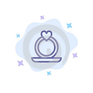 Ring, Heart, Proposal Blue Icon on Abstract Cloud Background