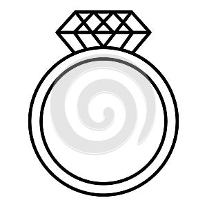 Ring with a huge diamond icon, outline style