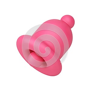 Ring jingle bell pink internet alert call message cyberspace sound reminder 3d icon realistic vector