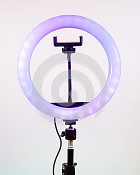 Ring lamp with phone holder.