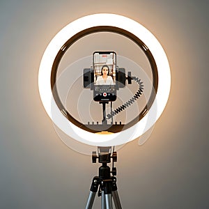 Ring light setup for content creation with smartphone