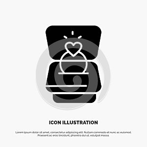 Ring, Love, Heart, Wedding solid Glyph Icon vector
