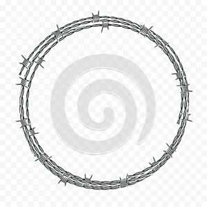 Ring made of metal barbed wire. Vector illustration