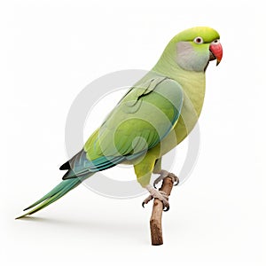 Ring-necked Parakeet: Full Body Isolated On White Background