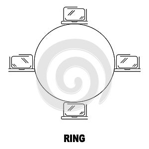 Ring network topology vector black linear flat style icon